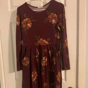 Maroon floral dress